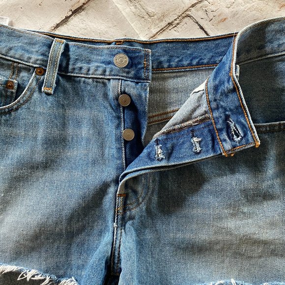 Levi 501 Distressed Denim Shorts - Picture 3 of 9
